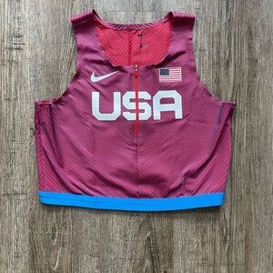 Nike Womens Pro Elite Sprint Crop Top Team USA Sz XL AO8736-602